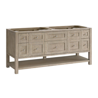 James Martin - Breckenridge 72" Double Vanity, Whitewashed Oak w/ 3 CM Eternal Jasmine Pearl Silestone Top - 330-V72-WWO-3EJP view 2