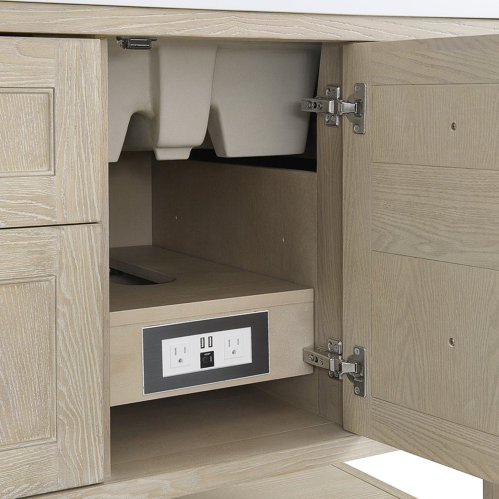 James Martin - Breckenridge 72" Double Vanity, Whitewashed Oak w/ 3 CM Eternal Jasmine Pearl Silestone Top - 330-V72-WWO-3EJP view 12