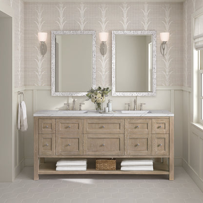 James Martin - Breckenridge 72" Double Vanity, Whitewashed Oak w/ 3 CM Ethereal Noctis Silestone Top - 330-V72-WWO-3ENC view 3