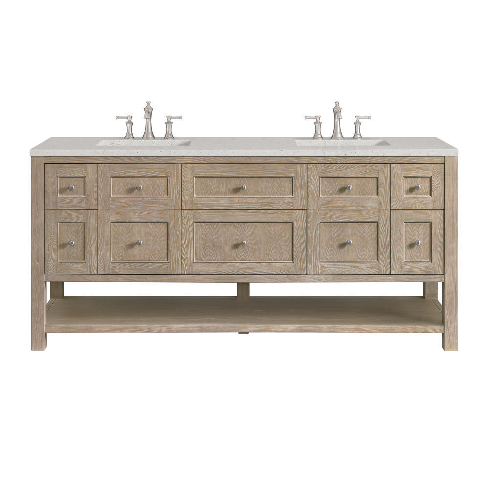 James Martin - Breckenridge 72" Double Vanity, Whitewashed Oak w/ 3 CM Lime Delight Silestone Top - 330-V72-WWO-3LDL view 1