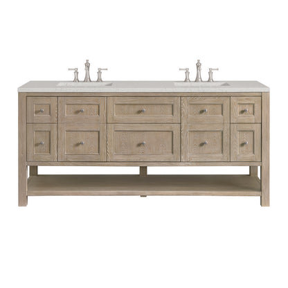 James Martin - Breckenridge 72" Double Vanity, Whitewashed Oak w/ 3 CM Lime Delight Silestone Top - 330-V72-WWO-3LDL view 1