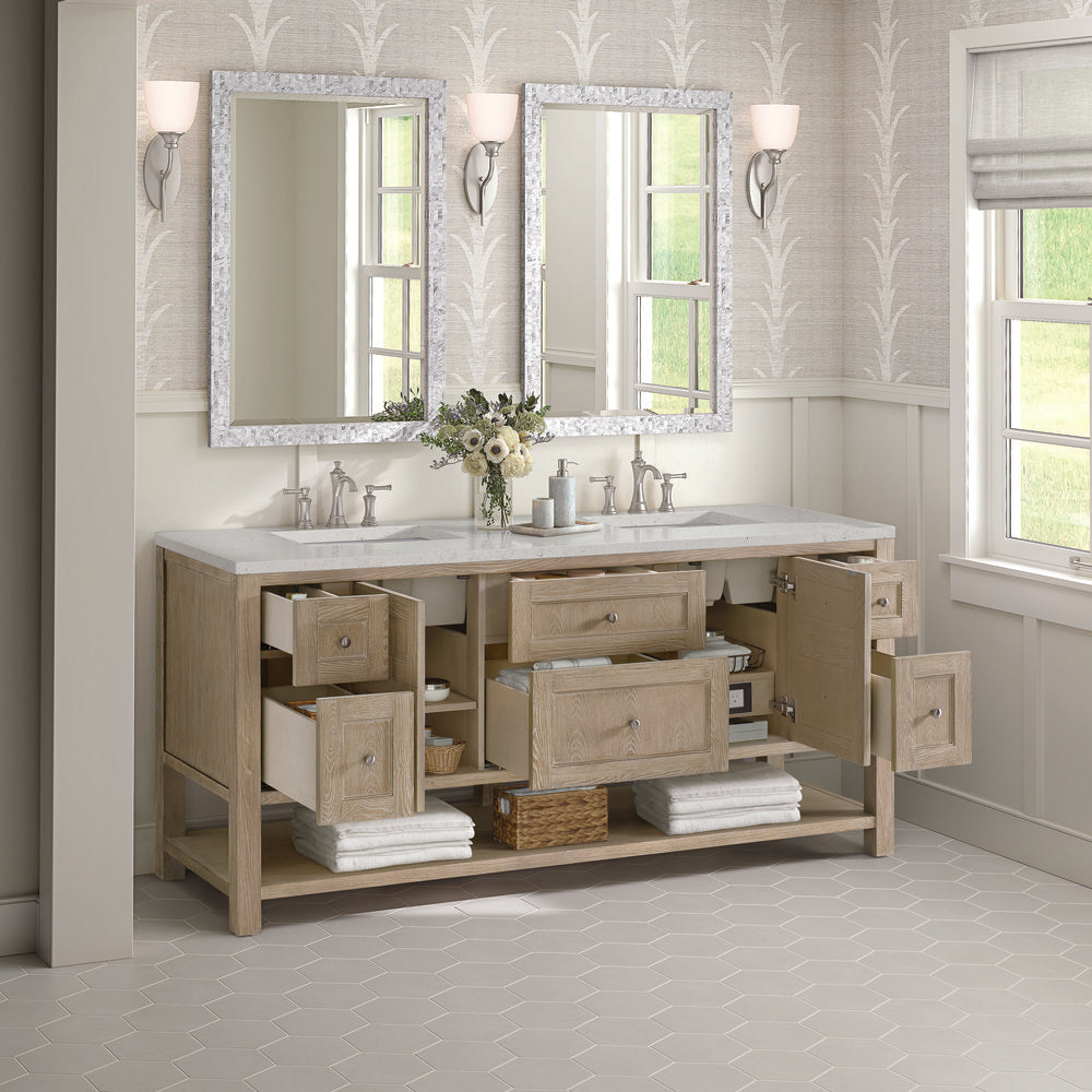 James Martin - Breckenridge 72" Double Vanity, Whitewashed Oak w/ 3 CM Lime Delight Silestone Top - 330-V72-WWO-3LDL view 5