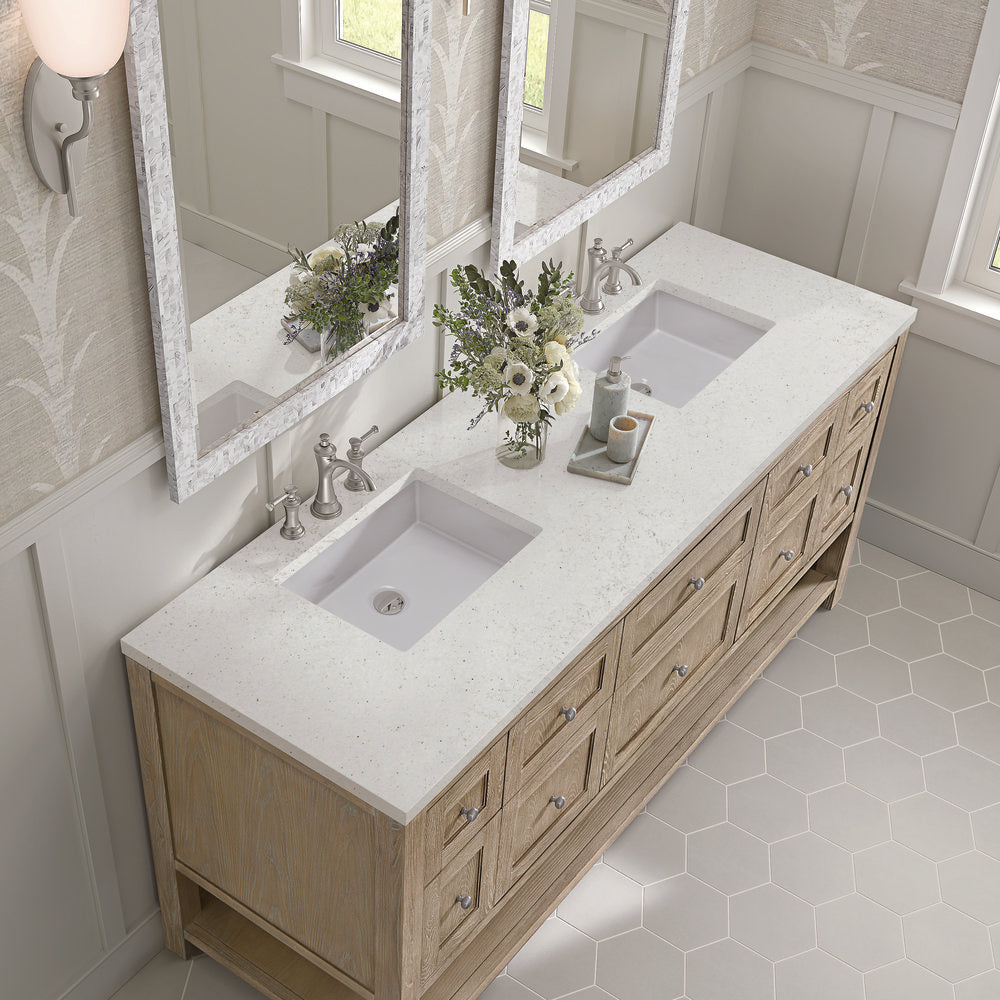 James Martin - Breckenridge 72" Double Vanity, Whitewashed Oak w/ 3 CM Lime Delight Silestone Top - 330-V72-WWO-3LDL view 7