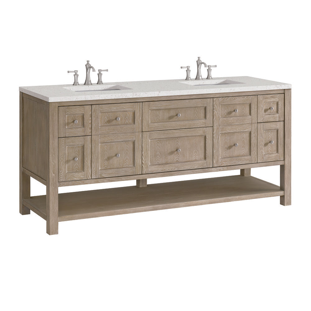 James Martin - Breckenridge 72" Double Vanity, Whitewashed Oak w/ 3 CM Lime Delight Silestone Top - 330-V72-WWO-3LDL view 10