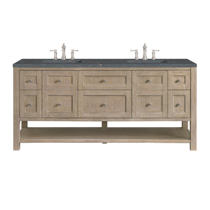 James Martin - Breckenridge 72" Double Vanity, Whitewashed Oak w/ 3 CM Parisien Bleu Silestone Top - 330-V72-WWO-3PBL view 1