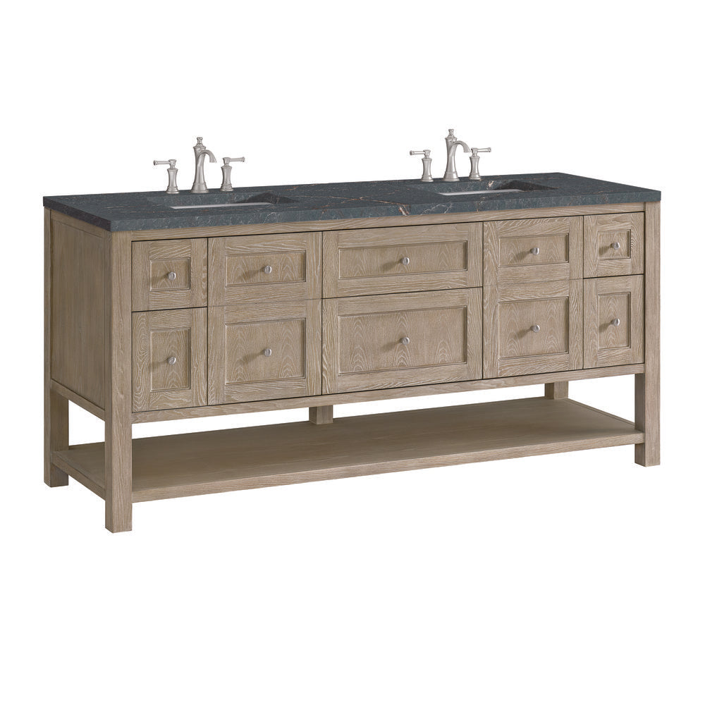 James Martin - Breckenridge 72" Double Vanity, Whitewashed Oak w/ 3 CM Parisien Bleu Silestone Top - 330-V72-WWO-3PBL view 10
