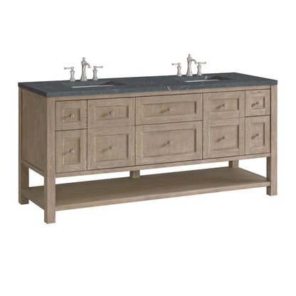 James Martin - Breckenridge 72" Double Vanity, Whitewashed Oak w/ 3 CM Parisien Bleu Silestone Top - 330-V72-WWO-3PBL view 10