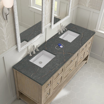 James Martin - Breckenridge 72" Double Vanity, Whitewashed Oak w/ 3 CM Parisien Bleu Silestone Top w/FreePower Wireless Charger - 330-V72-WWO-FPBL view 8