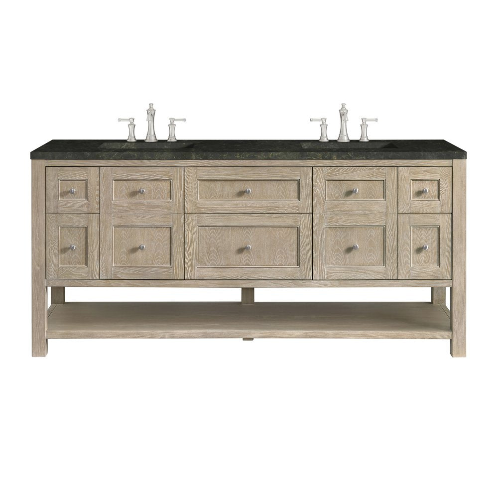 James Martin - Breckenridge 72" Double Vanity, Whitewashed Oak, w/ 3 CM Phantome Eclos Top - 330-V72-WWO-3PHT view 1