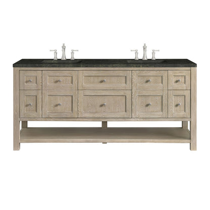 James Martin - Breckenridge 72" Double Vanity, Whitewashed Oak, w/ 3 CM Phantome Eclos Top - 330-V72-WWO-3PHT view 1