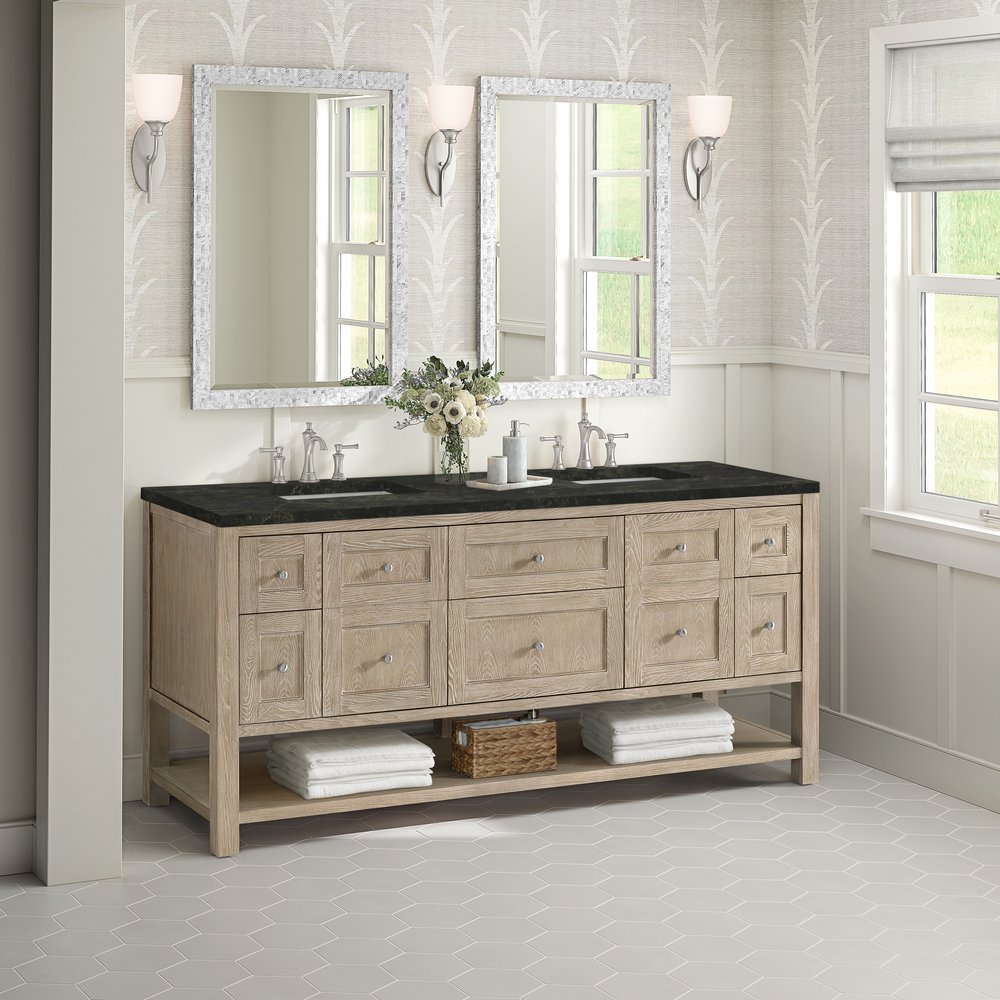 James Martin - Breckenridge 72" Double Vanity, Whitewashed Oak, w/ 3 CM Phantome Eclos Top - 330-V72-WWO-3PHT view 4