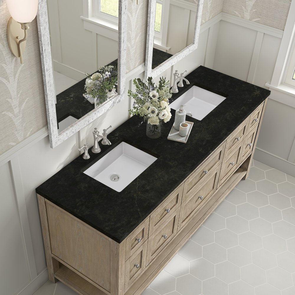 James Martin - Breckenridge 72" Double Vanity, Whitewashed Oak, w/ 3 CM Phantome Eclos Top - 330-V72-WWO-3PHT view 7