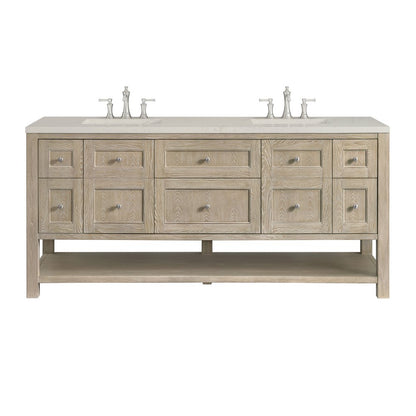 James Martin - Breckenridge 72" Double Vanity, Whitewashed Oak, w/ 3 CM Siberian Silestone Top - 330-V72-WWO-3SFR view 1