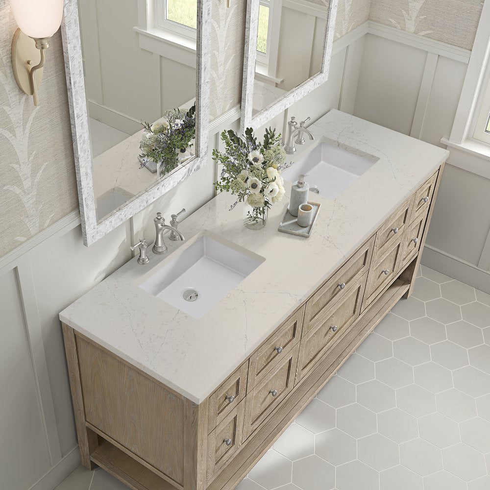 James Martin - Breckenridge 72" Double Vanity, Whitewashed Oak, w/ 3 CM Siberian Silestone Top - 330-V72-WWO-3SFR view 7