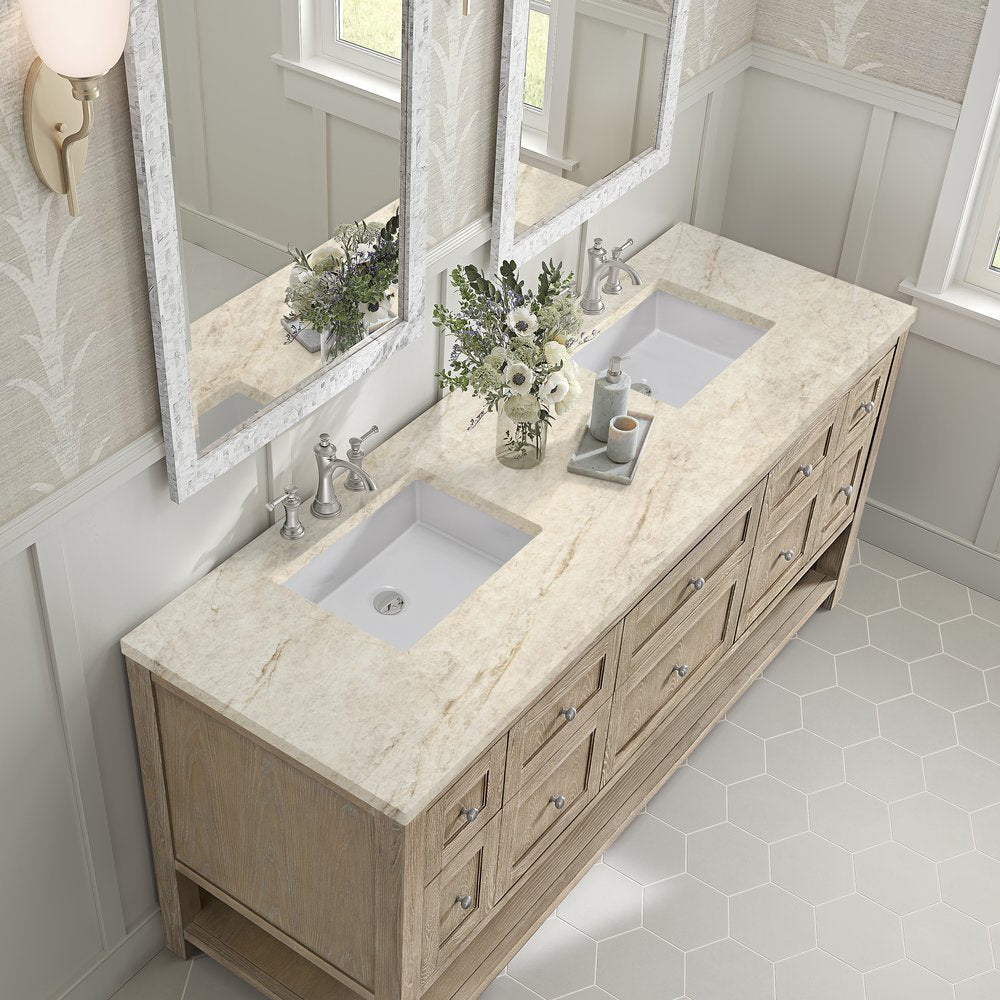 James Martin - Breckenridge 72" Double Vanity, Whitewashed Oak, w/ 3 CM Tajnar Eclos Top - 330-V72-WWO-3TJR view 7