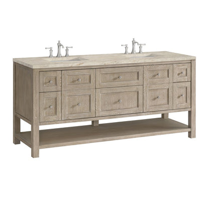 James Martin - Breckenridge 72" Double Vanity, Whitewashed Oak, w/ 3 CM Tajnar Eclos Top - 330-V72-WWO-3TJR view 10