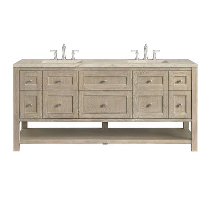 James Martin - Breckenridge 72" Double Vanity, Whitewashed Oak, w/ 3 CM Tajnar Eclos Top w/FreePower Wireless Charger - 330-V72-WWO-FTJR view 1