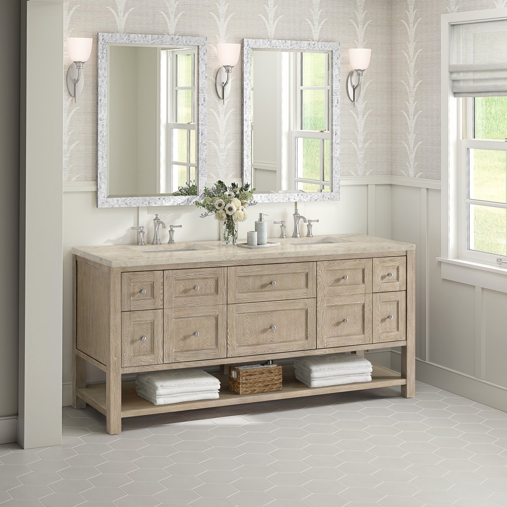 James Martin - Breckenridge 72" Double Vanity, Whitewashed Oak, w/ 3 CM Tajnar Eclos Top w/FreePower Wireless Charger - 330-V72-WWO-FTJR view 4