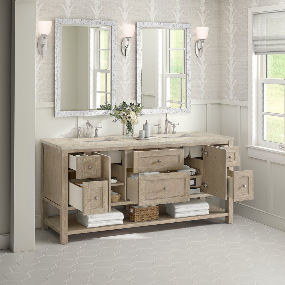 James Martin - Breckenridge 72" Double Vanity, Whitewashed Oak, w/ 3 CM Tajnar Eclos Top w/FreePower Wireless Charger - 330-V72-WWO-FTJR view 5