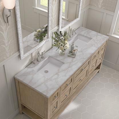 James Martin - Breckenridge 72" Double Vanity, Whitewashed Oak w/ 3 CM Victorian Silver Silestone Top - 330-V72-WWO-3VSL view 7
