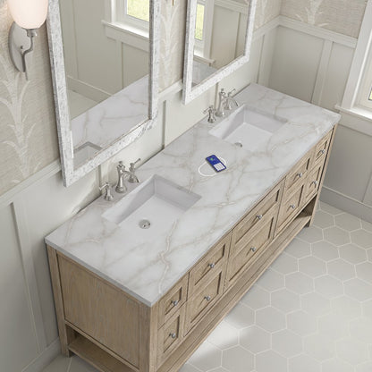 James Martin - Breckenridge 72" Double Vanity, Whitewashed Oak w/ 3 CM Victorian Silver Silestone Top w/FreePower Wireless Charger - 330-V72-WWO-FVSL view 8