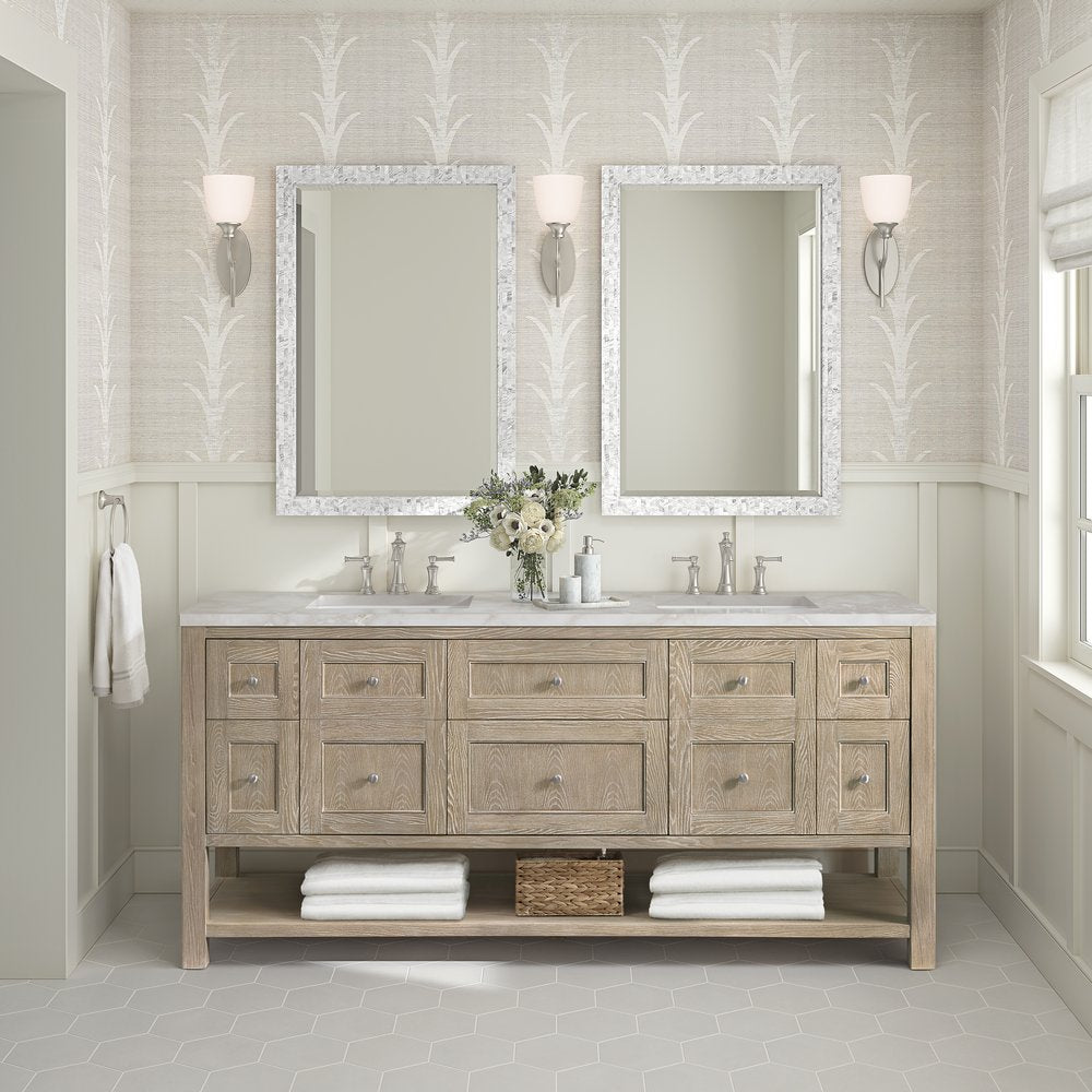 James Martin - Breckenridge 72" Double Vanity, Whitewashed Oak w/ 3 CM White Zeus Silestone Top - 330-V72-WWO-3WZ view 3