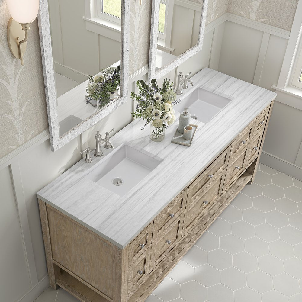 James Martin - Breckenridge 72" Double Vanity, Whitewashed Oak w/ 3 CM White Zeus Silestone Top - 330-V72-WWO-3WZ view 6