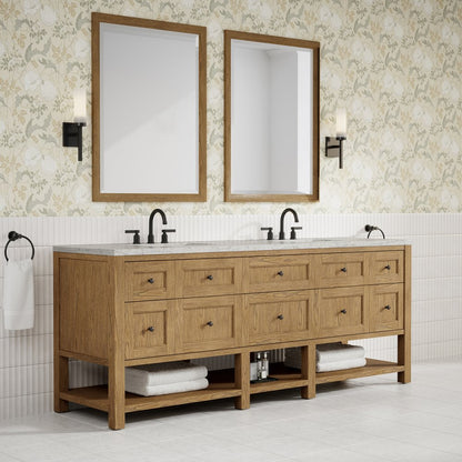 James Martin - Breckenridge 84" Double Vanity, Light Natural Oak w/ 3 CM Eternal Jasmine Pearl Top - 330-V84-LNO-3EJP view 4