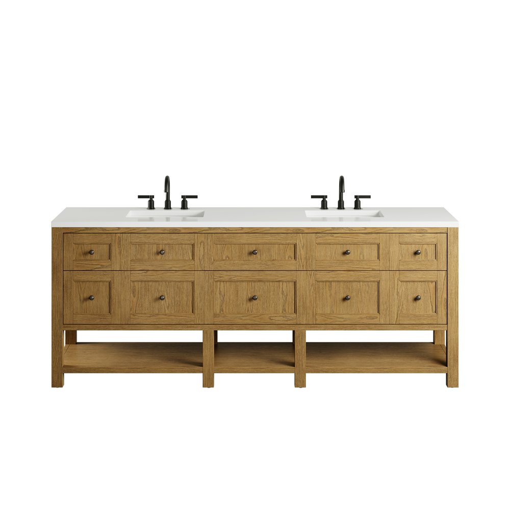 James Martin - Breckenridge 84" Double Vanity, Light Natural Oak w/ 3 CM White Zeus Top - 330-V84-LNO-3WZ view 1