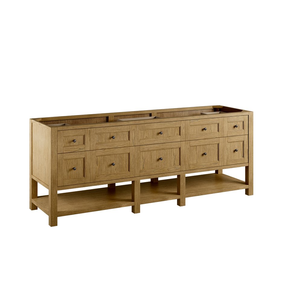 James Martin - Breckenridge 84" Double Vanity, Light Natural Oak w/ 3 CM White Zeus Top - 330-V84-LNO-3WZ view 2