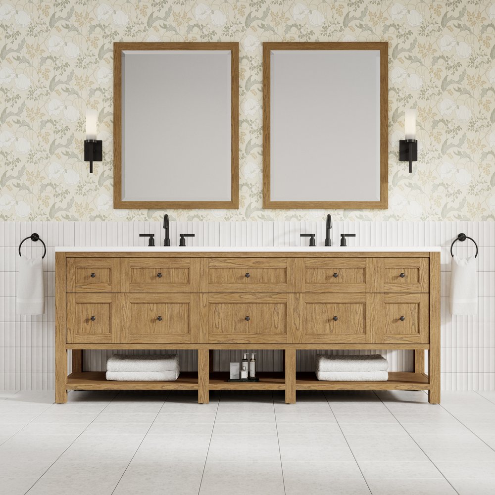 James Martin - Breckenridge 84" Double Vanity, Light Natural Oak w/ 3 CM White Zeus Top - 330-V84-LNO-3WZ view 3