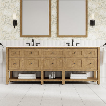 James Martin - Breckenridge 84" Double Vanity, Light Natural Oak w/ 3 CM White Zeus Top - 330-V84-LNO-3WZ view 4