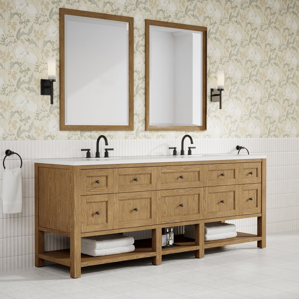 James Martin - Breckenridge 84" Double Vanity, Light Natural Oak w/ 3 CM White Zeus Top - 330-V84-LNO-3WZ view 5
