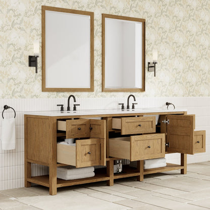 James Martin - Breckenridge 84" Double Vanity, Light Natural Oak w/ 3 CM White Zeus Top - 330-V84-LNO-3WZ view 6