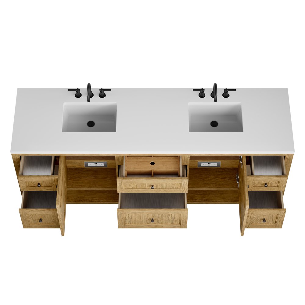 James Martin - Breckenridge 84" Double Vanity, Light Natural Oak w/ 3 CM White Zeus Top - 330-V84-LNO-3WZ view 7
