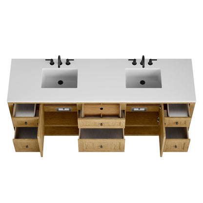 James Martin - Breckenridge 84" Double Vanity, Light Natural Oak w/ 3 CM White Zeus Top - 330-V84-LNO-3WZ view 7