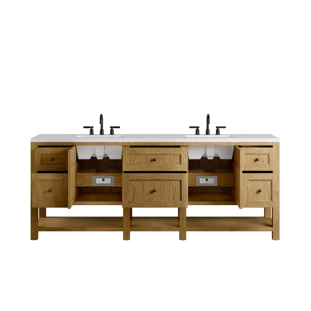 James Martin - Breckenridge 84" Double Vanity, Light Natural Oak w/ 3 CM White Zeus Top - 330-V84-LNO-3WZ view 11