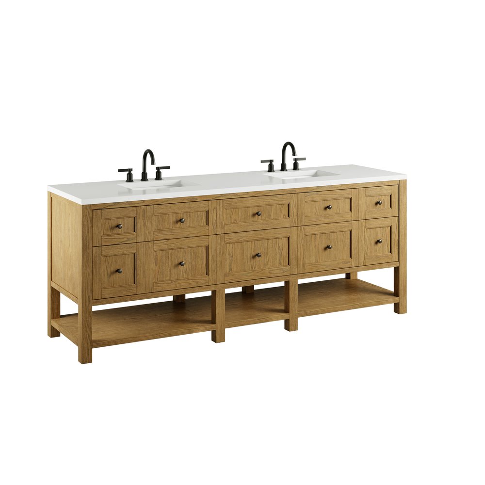 James Martin - Breckenridge 84" Double Vanity, Light Natural Oak w/ 3 CM White Zeus Top - 330-V84-LNO-3WZ view 13