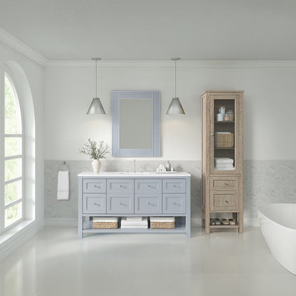 James Martin - Breckenridge Linen Cabinet, Whitewashed Oak - 330-LC-WWO view 4