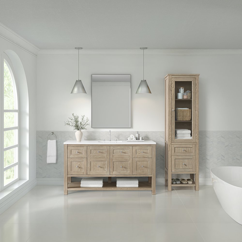 James Martin - Breckenridge Linen Cabinet, Whitewashed Oak - 330-LC-WWO view 5