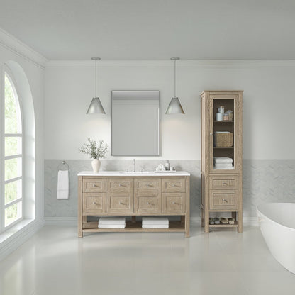 James Martin - Breckenridge Linen Cabinet, Whitewashed Oak - 330-LC-WWO view 5