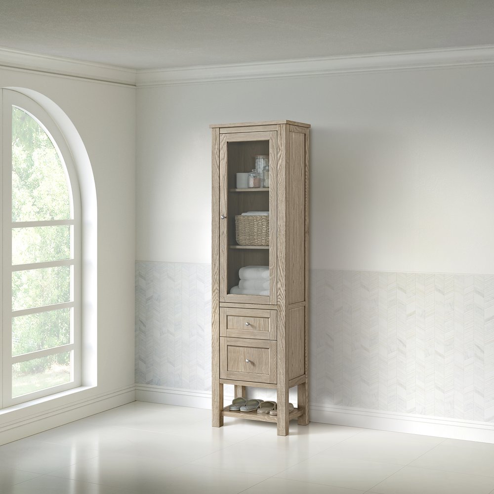 James Martin - Breckenridge Linen Cabinet, Whitewashed Oak - 330-LC-WWO view 6