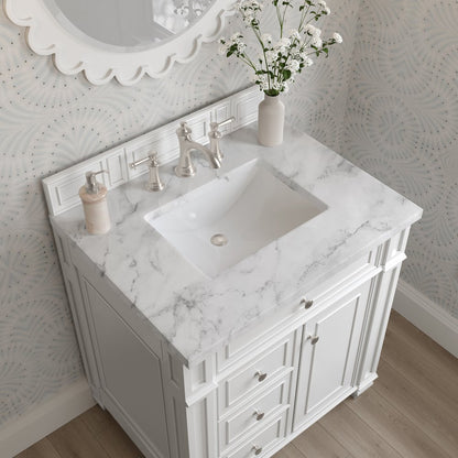 James Martin - Bristol 30" Single Vanity, Bright White w/ 3 CM Carrara Marble Top - 157-V30-BW-3CAR view 5