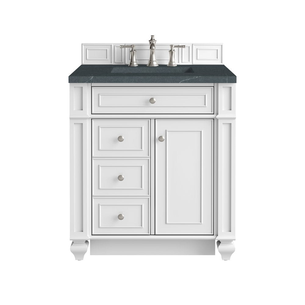 James Martin - Bristol 30" Single Vanity, Bright White w/ 3 CM Charcoal Soapstone Silestone Top - 157-V30-BW-3CSP view 1