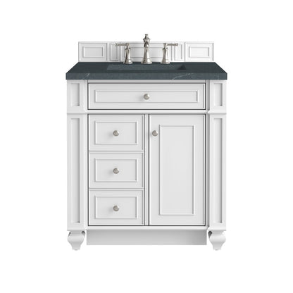 James Martin - Bristol 30" Single Vanity, Bright White w/ 3 CM Charcoal Soapstone Silestone Top - 157-V30-BW-3CSP view 1