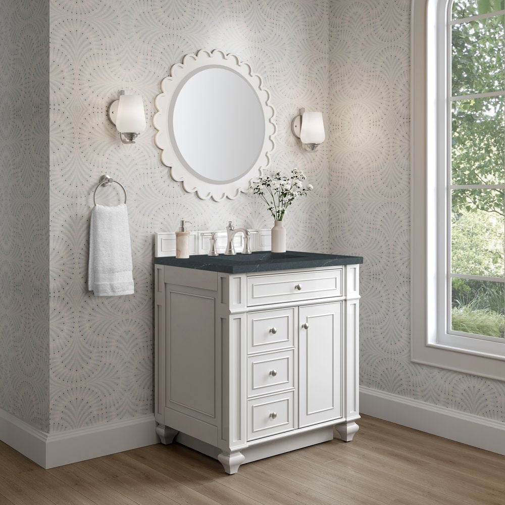James Martin - Bristol 30" Single Vanity, Bright White w/ 3 CM Charcoal Soapstone Silestone Top - 157-V30-BW-3CSP view 3
