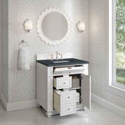 James Martin - Bristol 30" Single Vanity, Bright White w/ 3 CM Charcoal Soapstone Silestone Top - 157-V30-BW-3CSP view 4