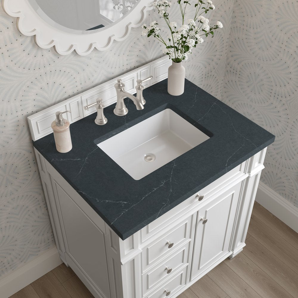 James Martin - Bristol 30" Single Vanity, Bright White w/ 3 CM Charcoal Soapstone Silestone Top - 157-V30-BW-3CSP view 5