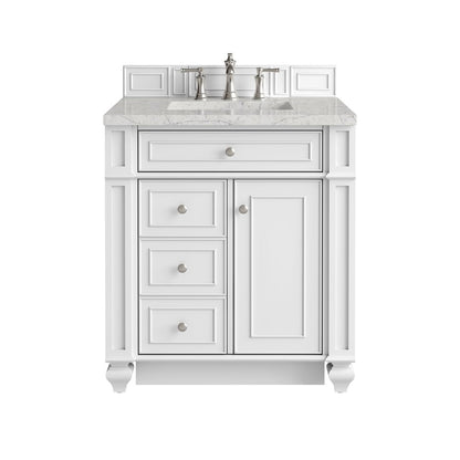 James Martin - Bristol 30" Single Vanity, Bright White w/ 3 CM Eternal Jasmine Pearl Silestone Top - 157-V30-BW-3EJP view 1