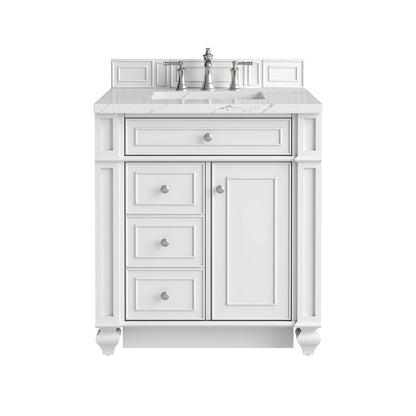 James Martin - Bristol 30" Single Vanity, Bright White w/ 3 CM Ethereal Noctis Silestone Top - 157-V30-BW-3ENC view 1